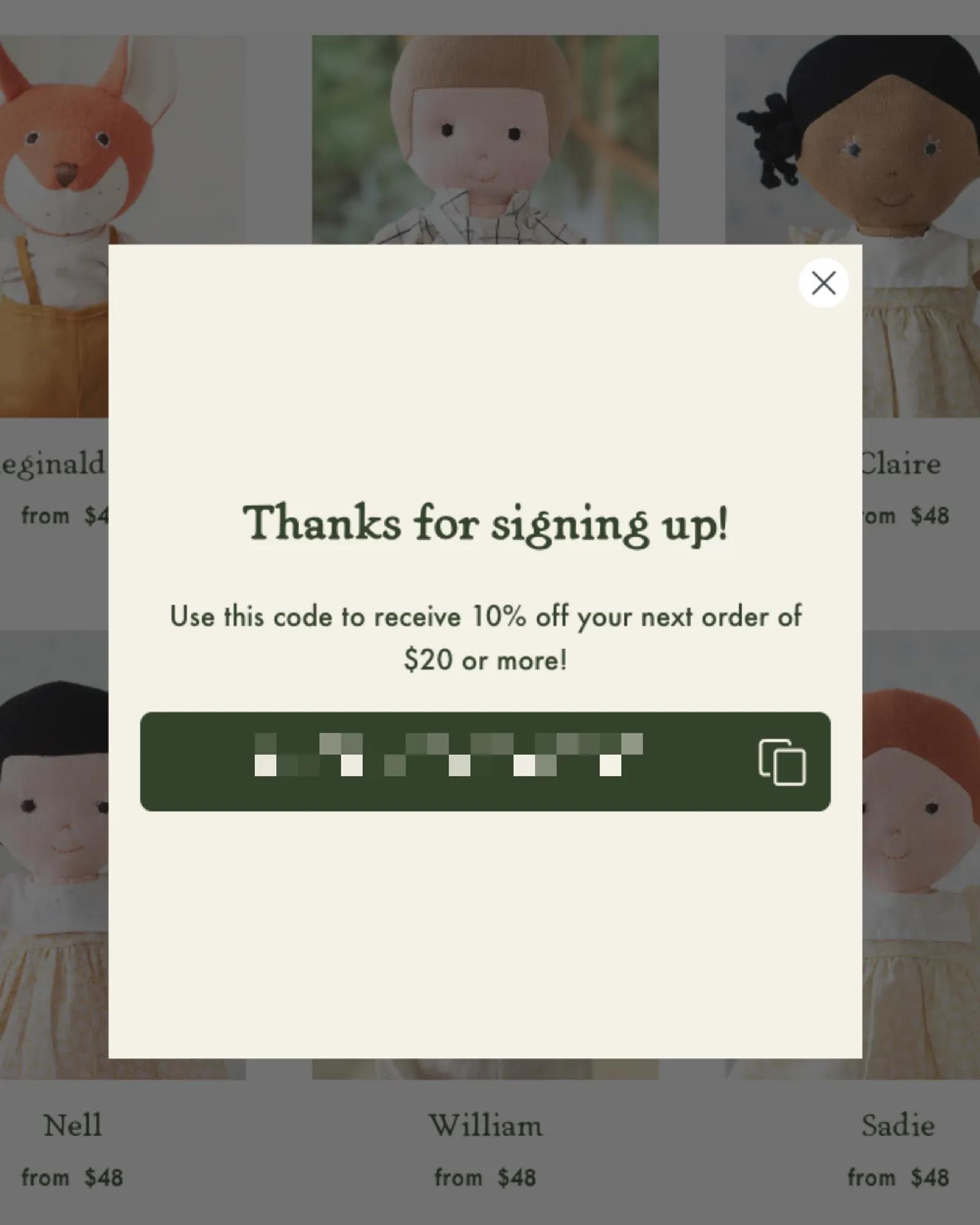 Third step of form: coupon code and what to expect next.