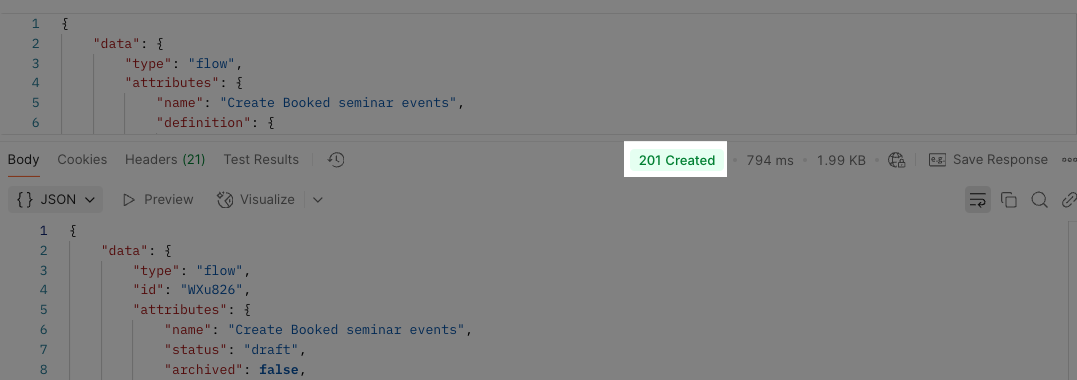 201 status code in Postman
