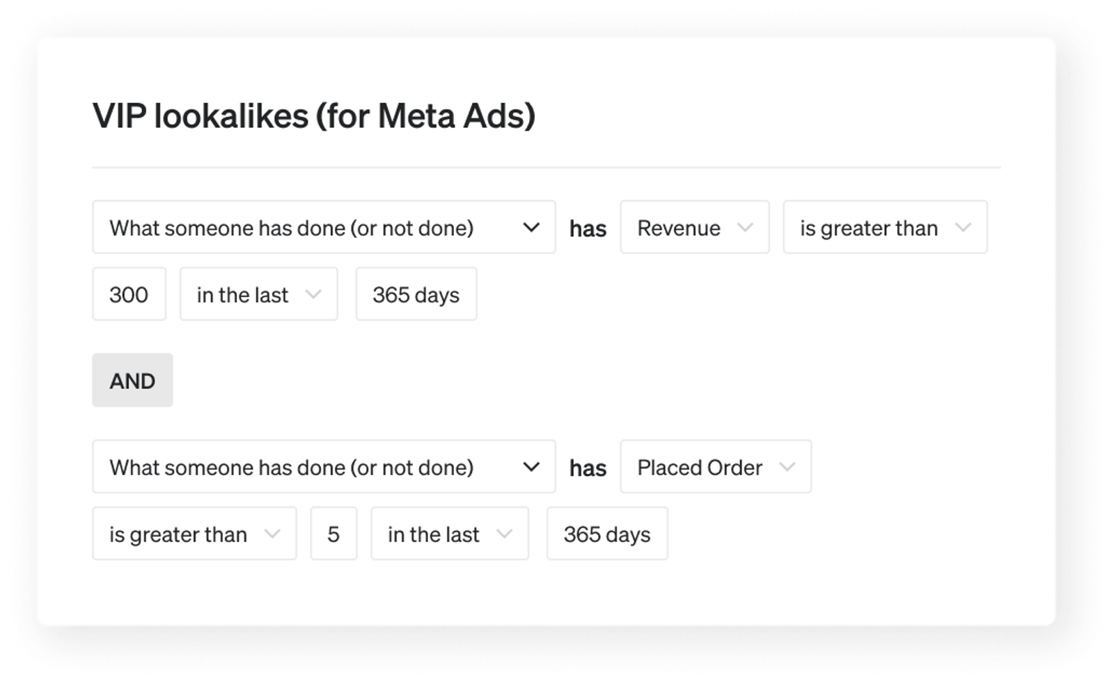 VIP audience to be synced to Meta to create a lookalike audience