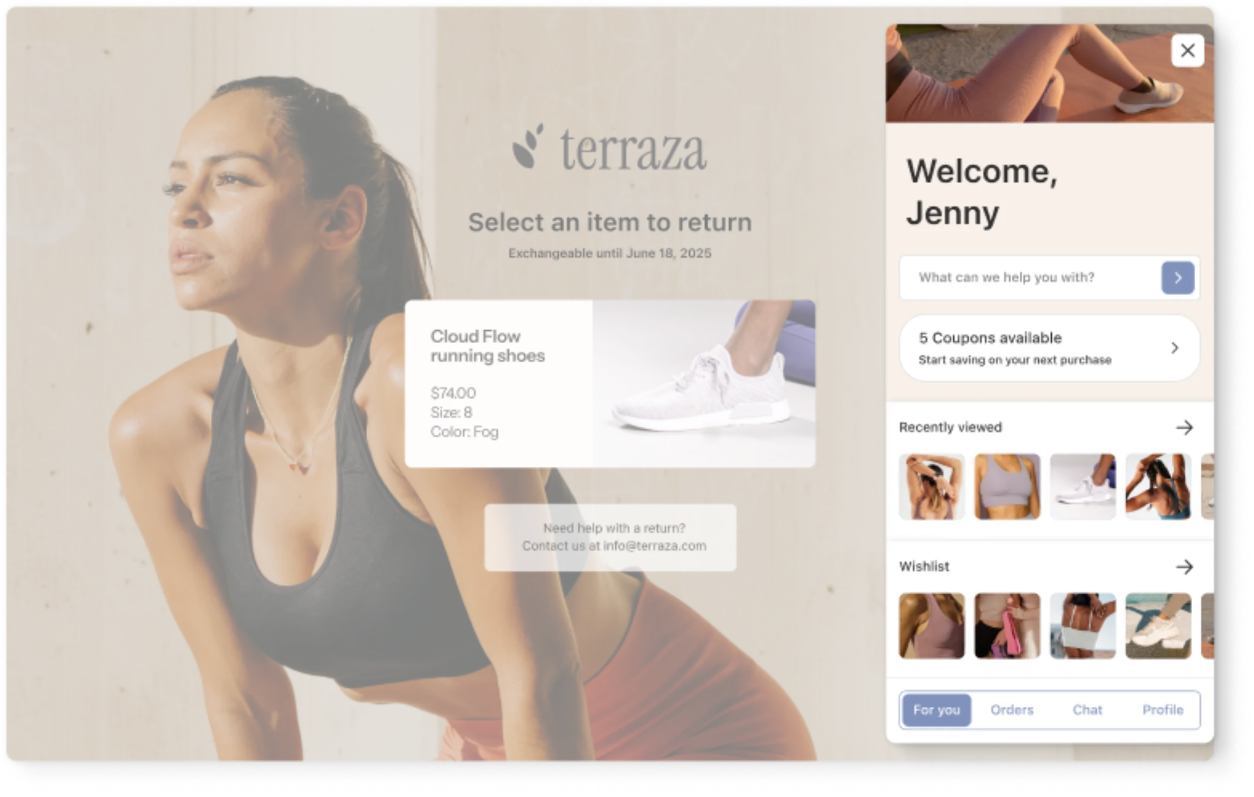 The Customer Hub overlay, highlighting the all-in-one logged in experience for customers