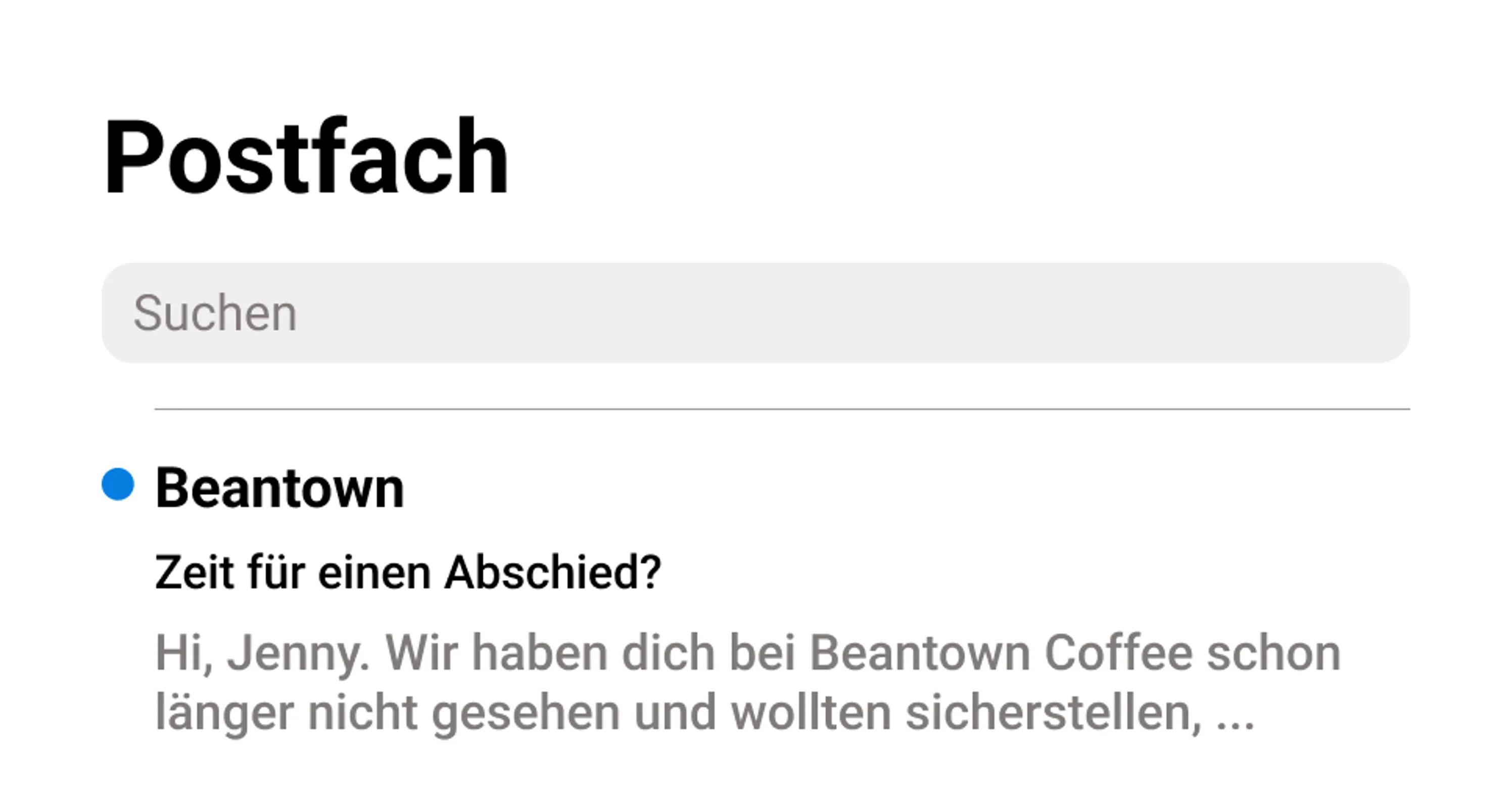 Beispiel für eine Betreffzeile, die lautet: „Zeit für einen Abschied?“