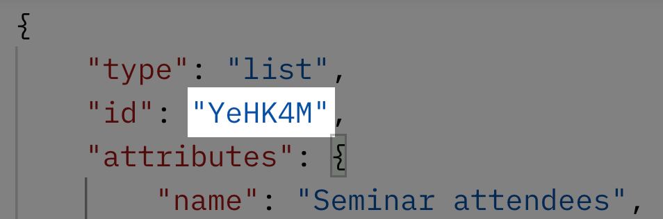 the list ID associated with the Seminar attendees list