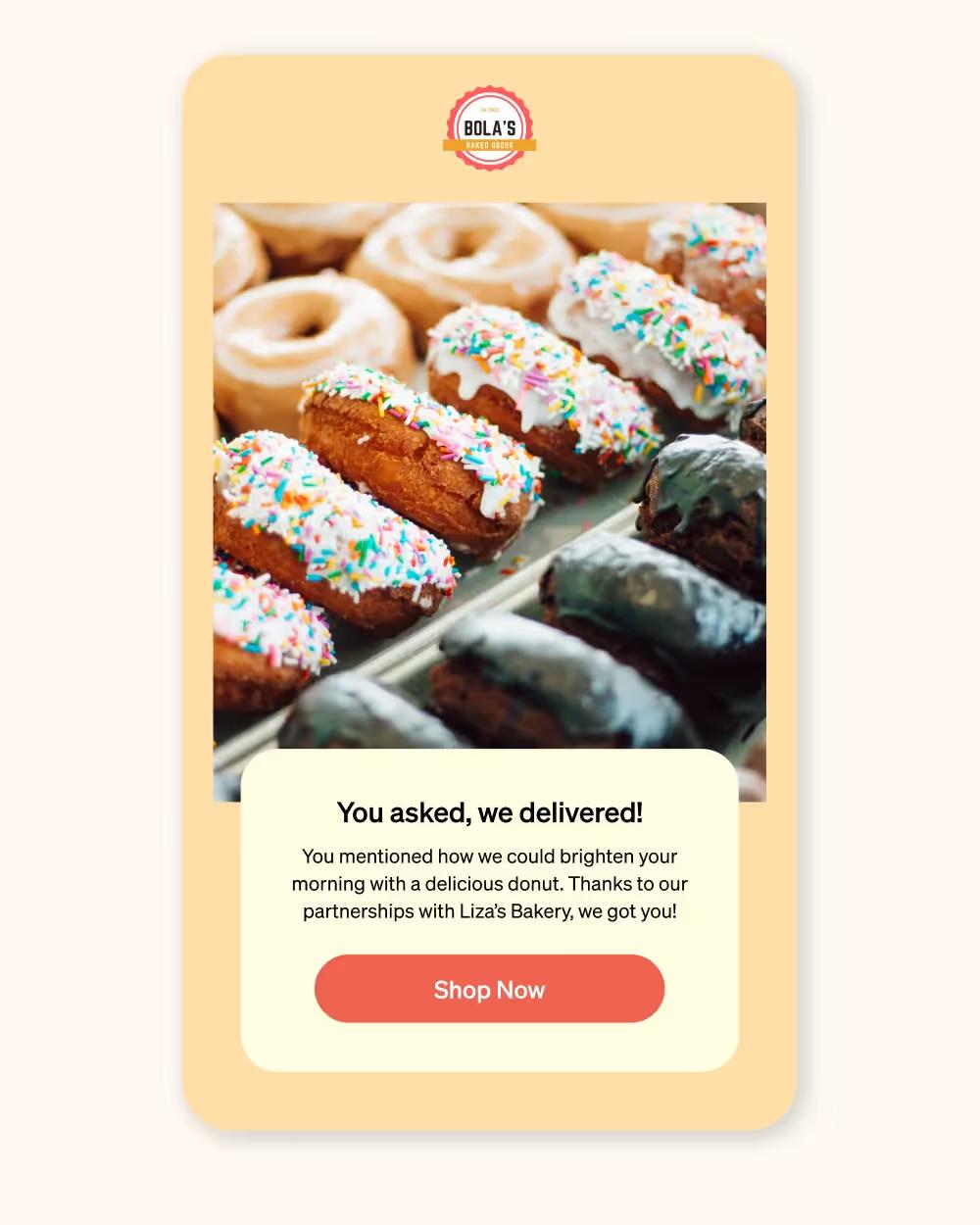 Example product-specific campaign for a bakery brand.