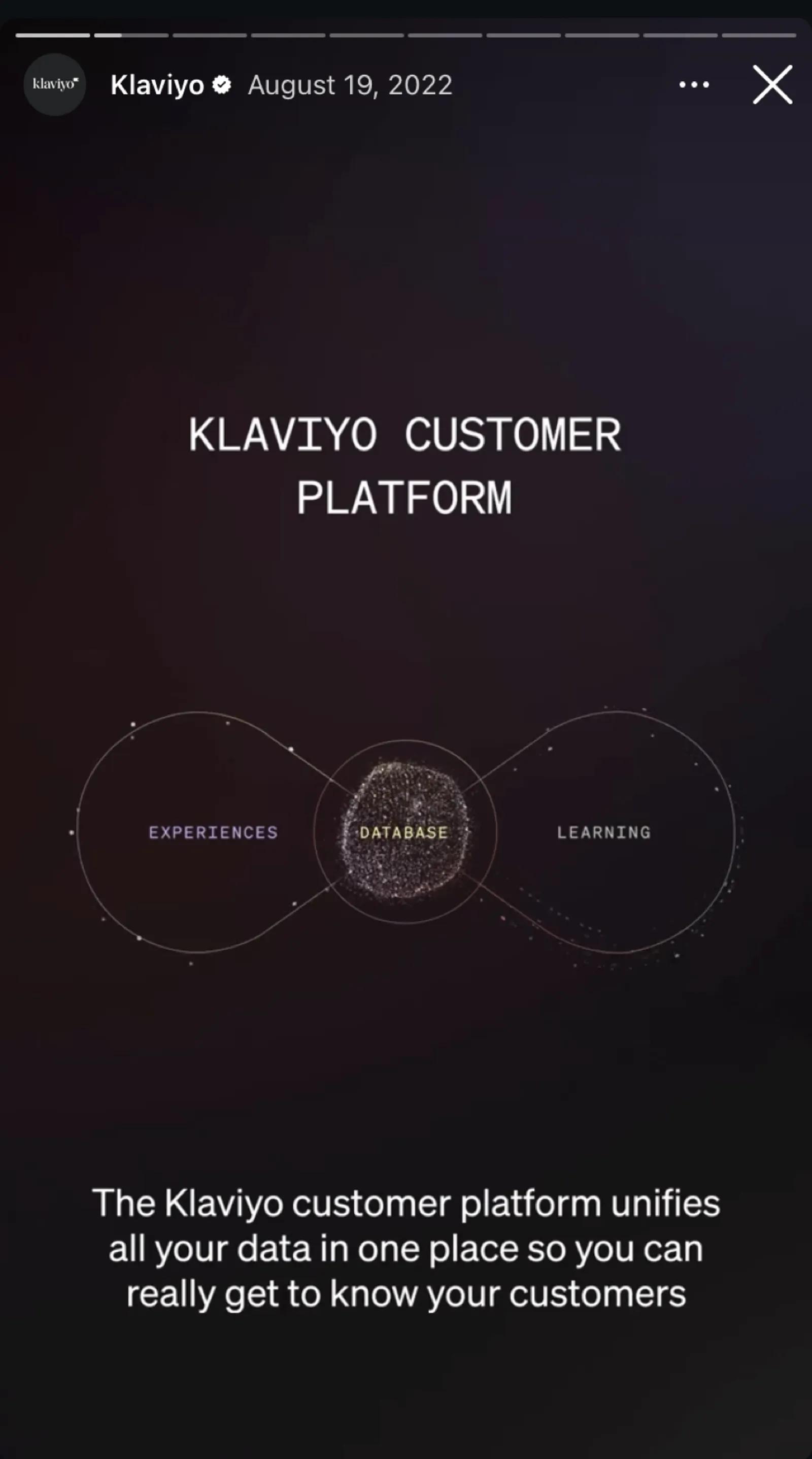 Example from Klaviyo's own Instagram story.