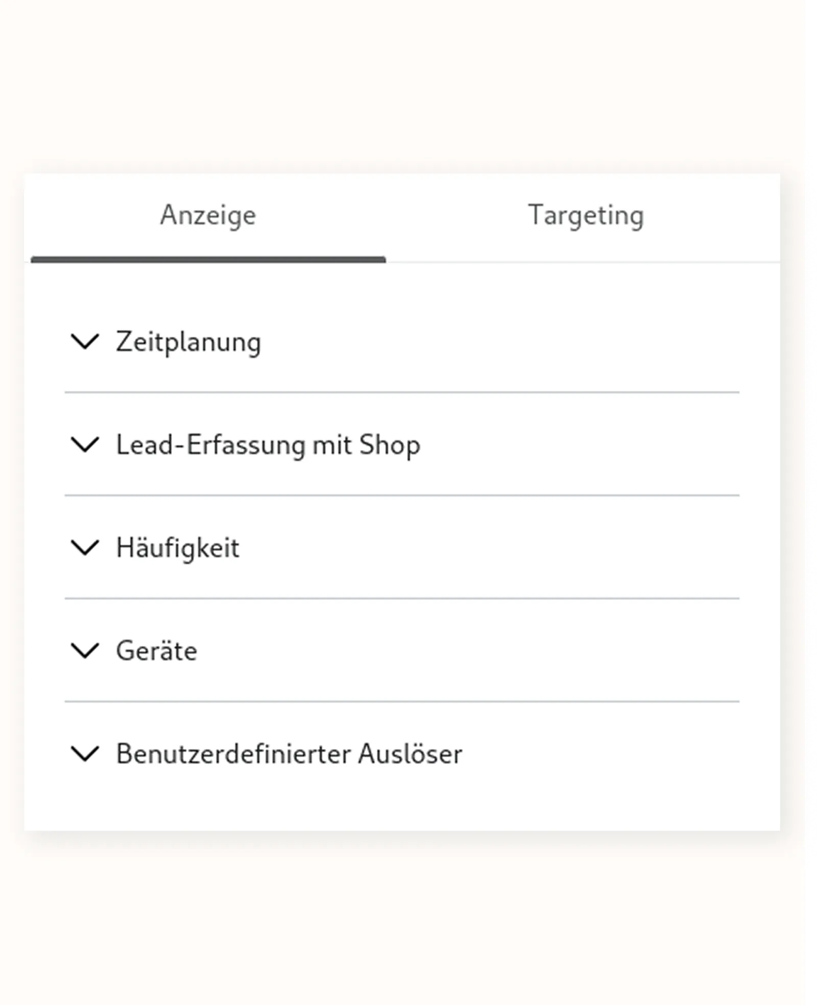 Die Registerkarte Anzeige im Formulareditor