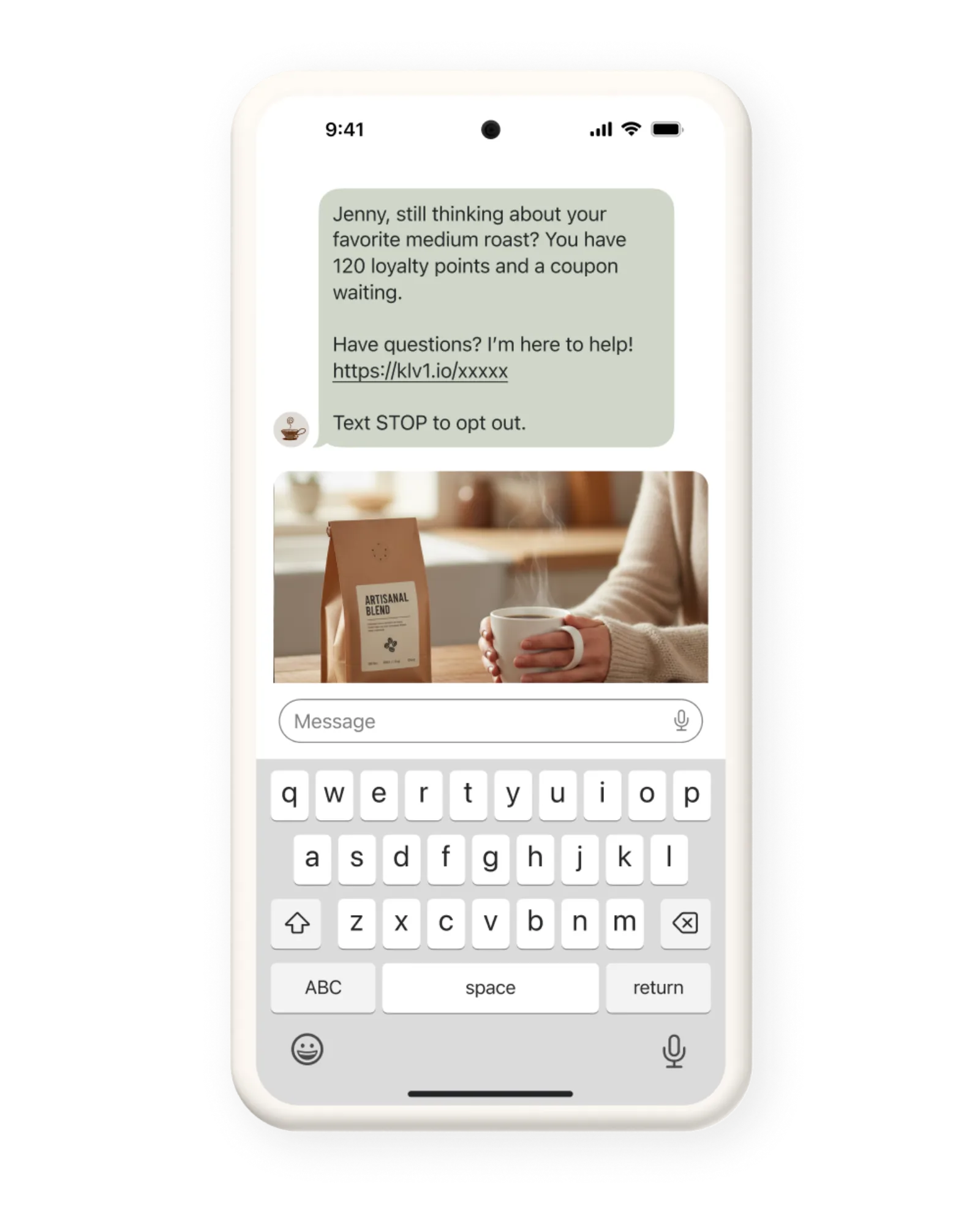 A timely, promotional text message sent to a customer