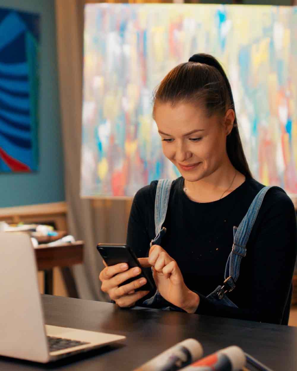 Someone receiving a text message. 