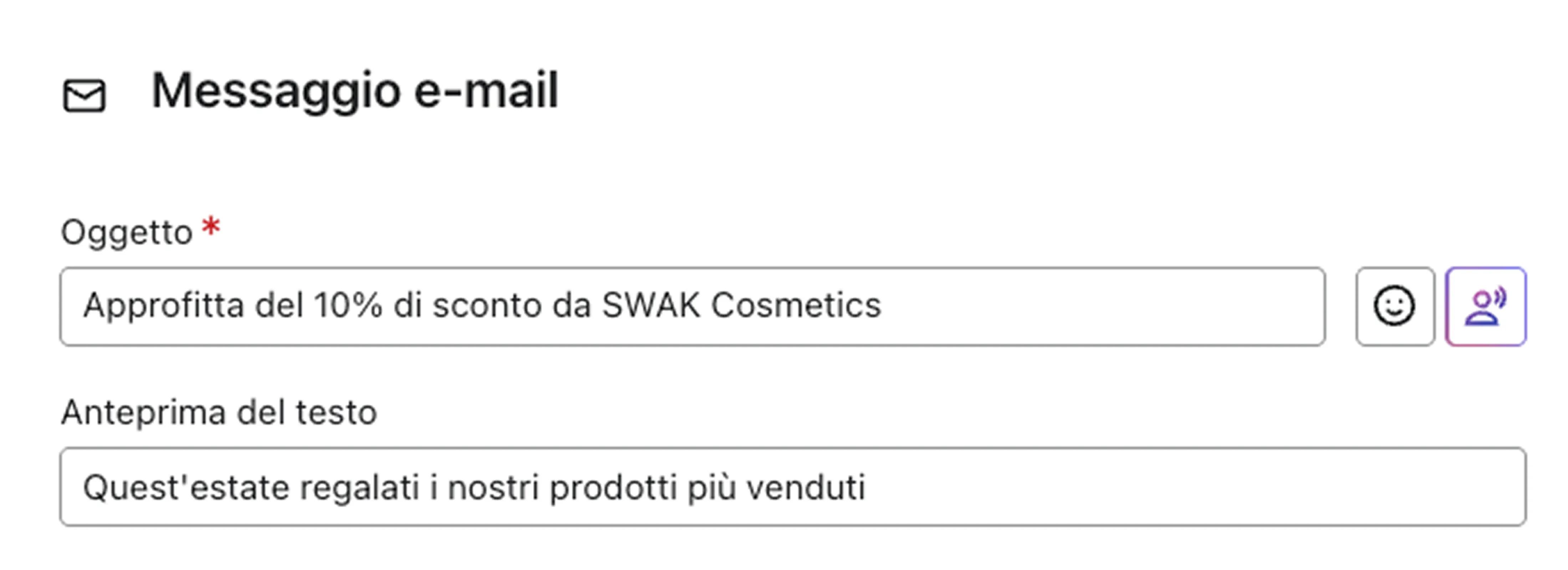 Example of SWAK cosmetics using a lipstick emoji in their subject line.