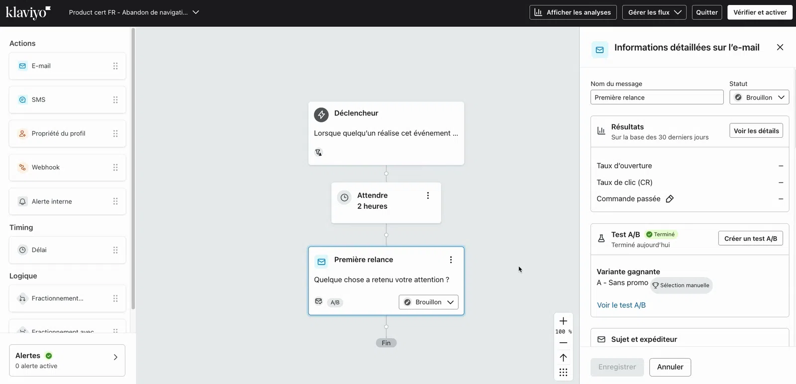 Cliquer sur le déclencheur Produit Vu pour un flux d'abandon de navigation, sélectionner Prévisualiser la configuration du déclencheur et vérifier qui serait éligible pour entrer dans ce flux.