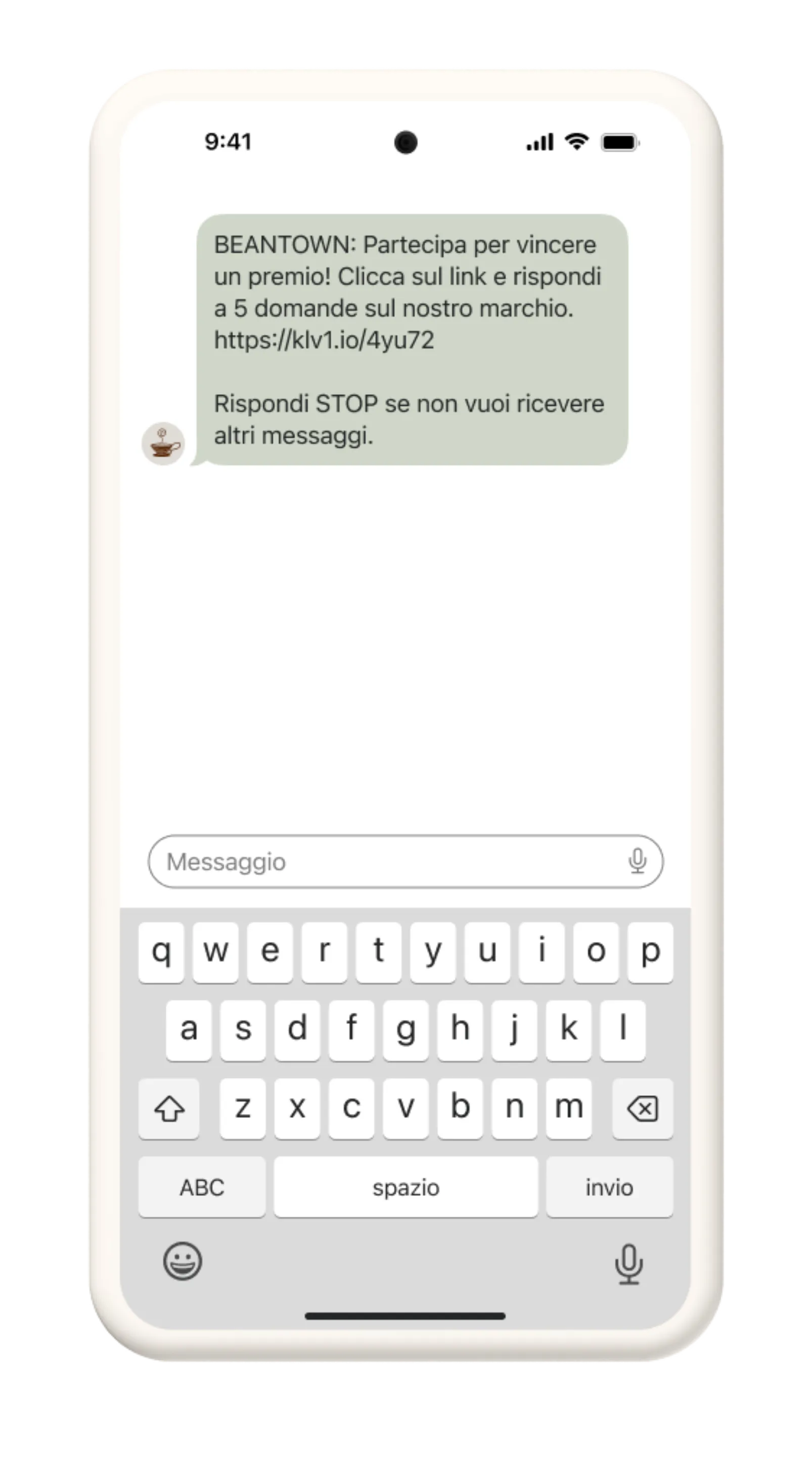 SMS message encouraging subscribers to head to a landing page to play a game. 