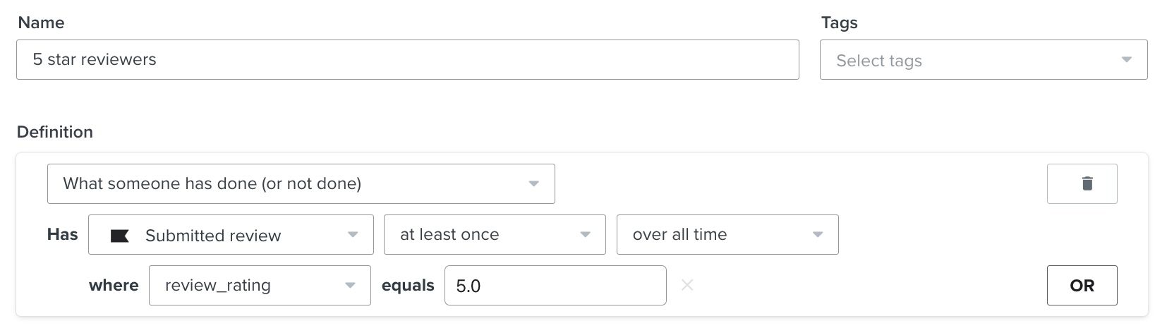 Segment of 5-star reviewers.
