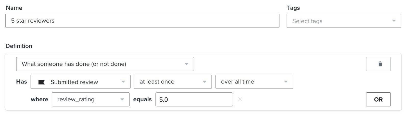 Segment of 5-star reviewers.
