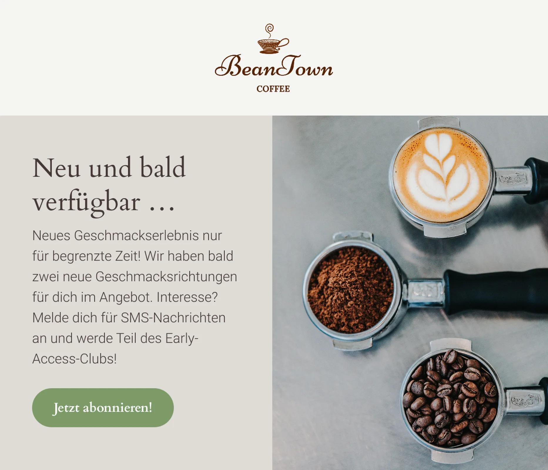 Beantown-Kampagne zur Förderung der neuen Geschmacksrichtungen für diejenigen, die sich für SMS anmelden.