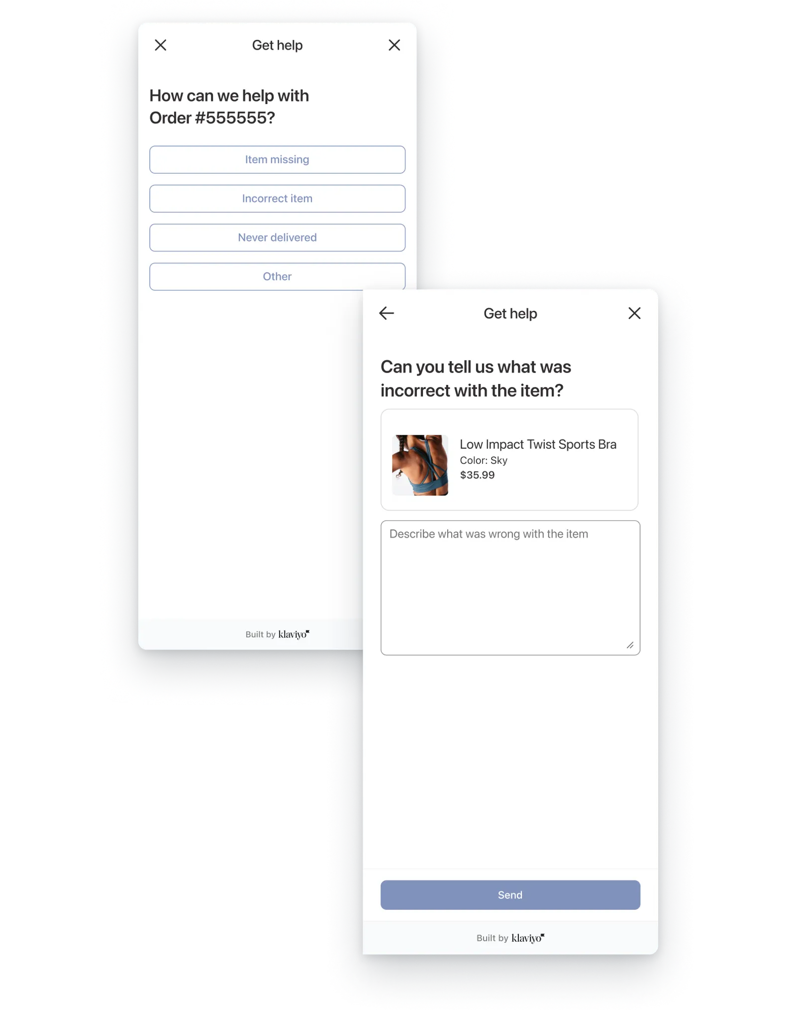 The Get help page in Klaviyo Customer Hub.