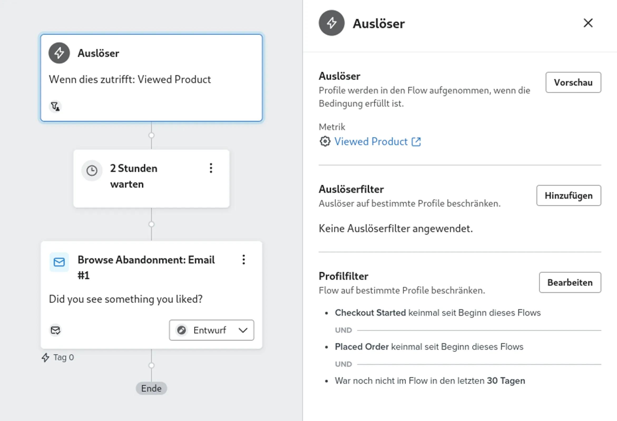 Klicken Sie auf Auslöser und dann auf Vorschau. 