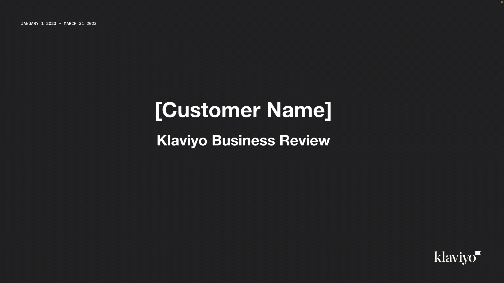 GIF showcasing the various slides available in Klaviyo's growth review tool. 