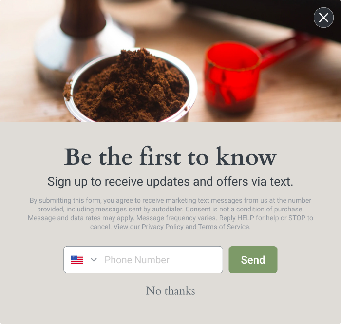SMS sign-up form.