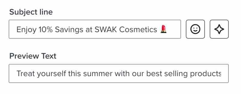 Example of SWAK cosmetics using a lipstick emoji in their subject line.