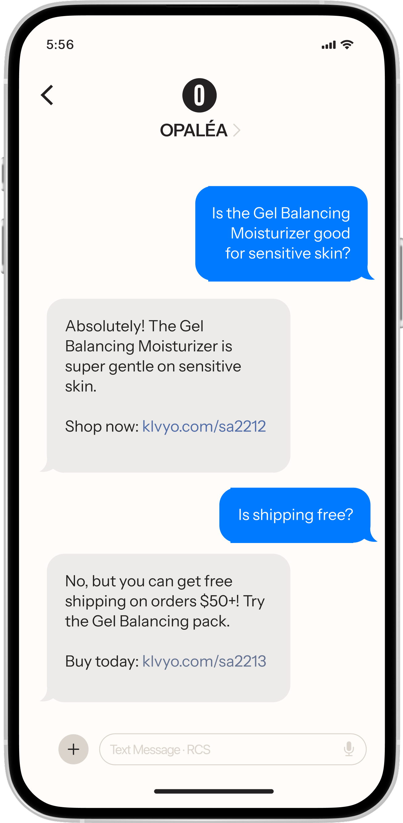 Customer conversations via RCS message