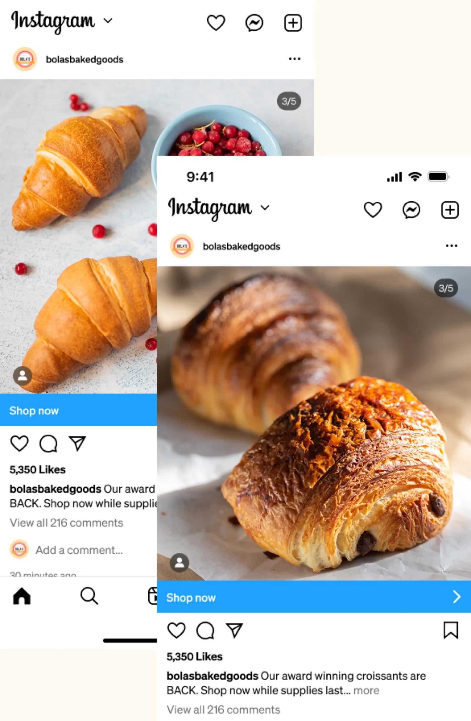 An A/B test of 2 different images featured in an Instagram ad.