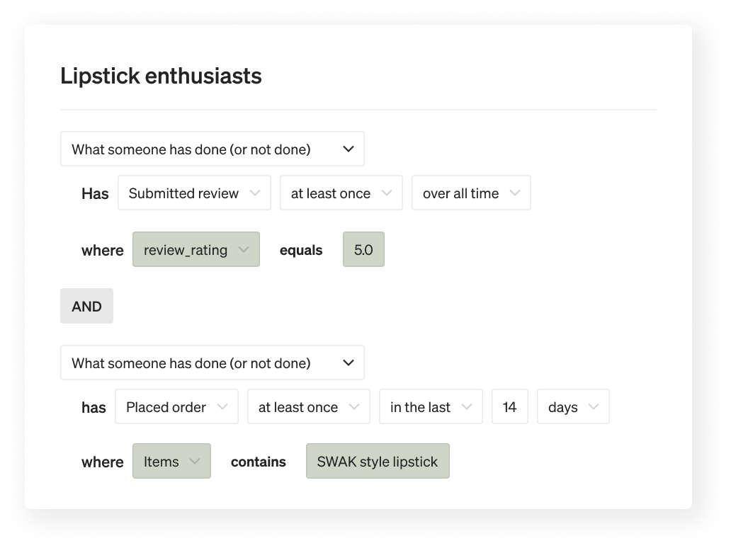 5 star reviewers who purchased lipstick recently (in the last 2 weeks). 