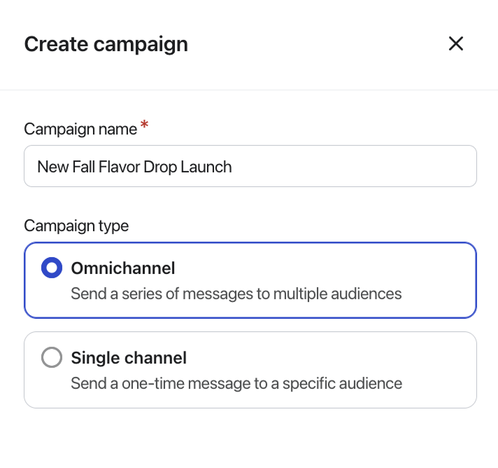 How to select omnichannel campaign in the Klaviyo platform
