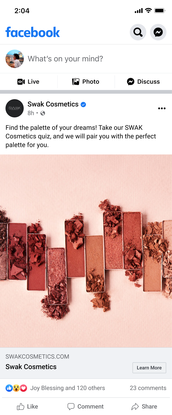 Example Facebook lead ad.