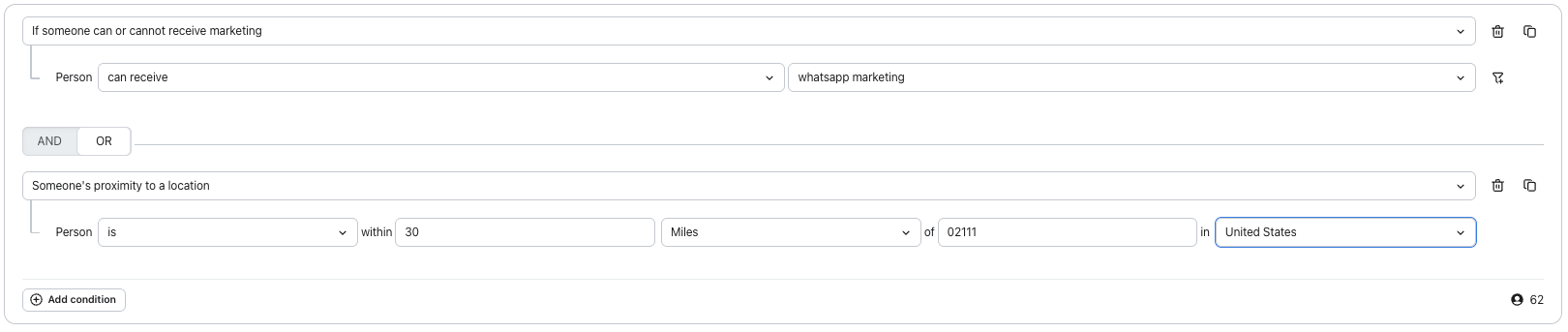 WhatsApp location-based segment
