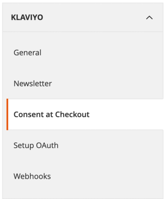 Consent at Checkout option highlighted in the Configuration page