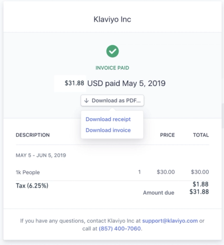 Example of an invoice