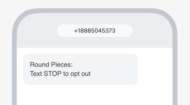 Example text message showing an organizational prefix