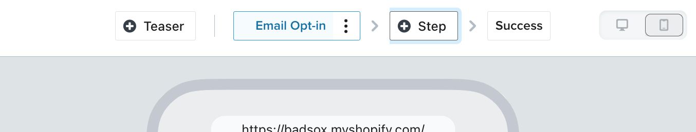 The + Step button selected from the top menu bar in the form builder.