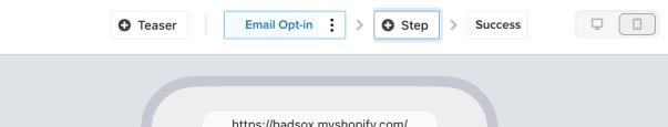 The (+) Step button selected in the form editor for an example email-only form.
