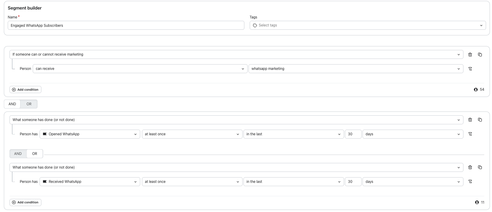 Highly engaged WhatsApp segment