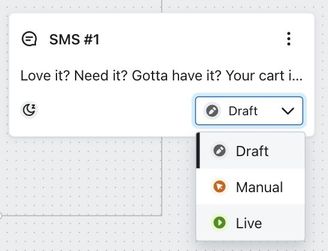 Changing an SMS message from draft to live