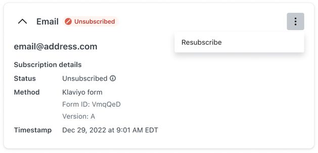 Option to resubscribe a profile