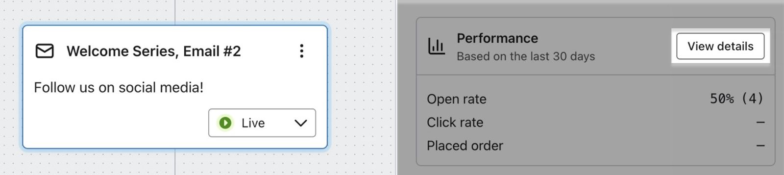 View details button in the details sidebar