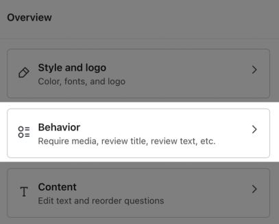 The behavior option