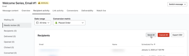 The Needs review tab.