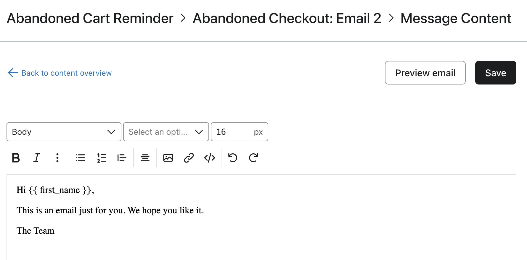 An example text only email.