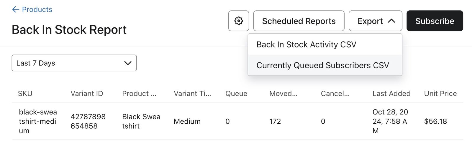 Export currently queued subscribers