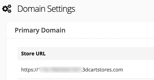 Shift4Shop domain settings showing store URL