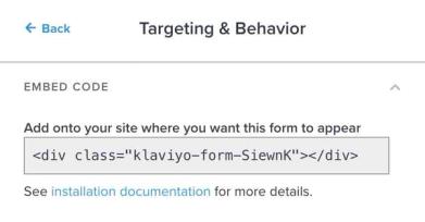 An embedded form's embed code