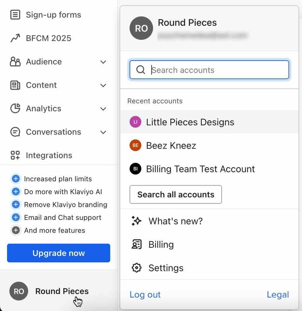 Opening the account dropdown to access your settings