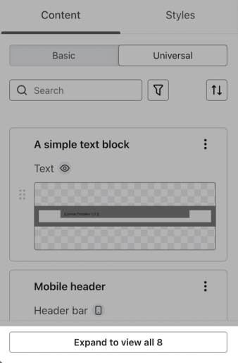 The Expand to view more button