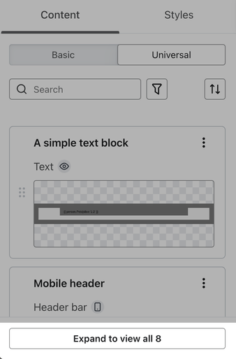 The Expand to view more button