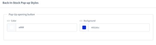 Pop-up opening button settings with color set to white and background set to dark blue