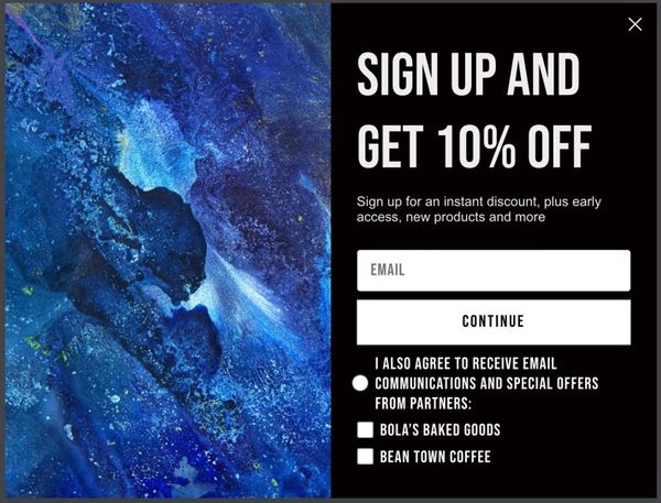 Example of form collecting consent for multiple brands