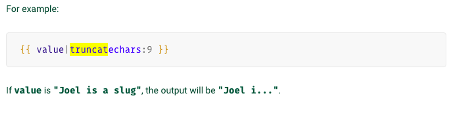 Um exemplo do filtro truncatechars do Django