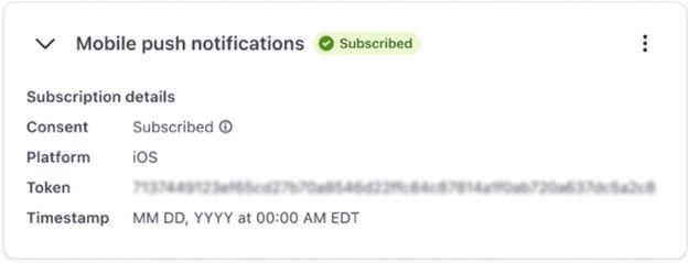 Push channel expanded to show details